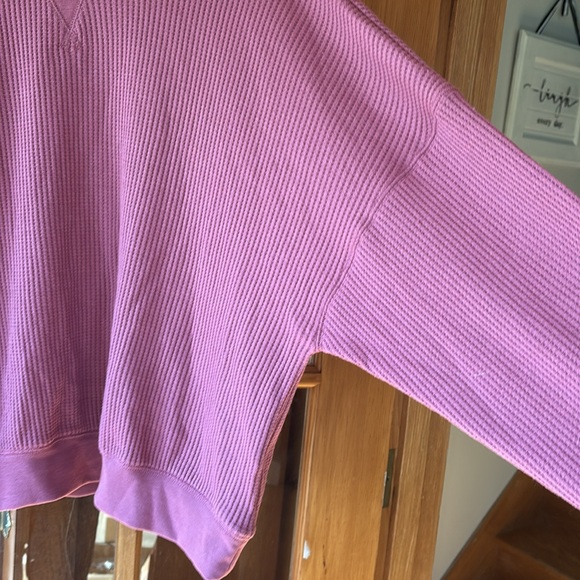 NWOT waffle knit soft cropped top, drop shoulders lovely mauve color - Picture 4 of 5